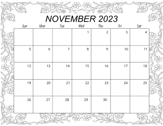 6. Free printable monthly calendar, November 2023, Landscape. Free, printable, monthly, calendar, pdf, png, print, download.
