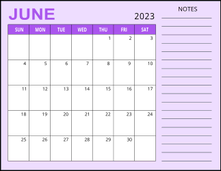 3. Monthly calendar printable, June 2023, Landscape. Free, printable, monthly, calendar, pdf, png, print, download.