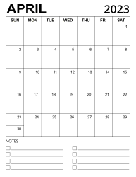 5. Printable calendar template, April 2023, Portrait. Free, printable, monthly, calendar, pdf, png, print, download.