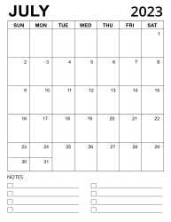 5. Printable calendar template, July 2023, Portrait. Free, printable, monthly, calendar, pdf, png, print, download.