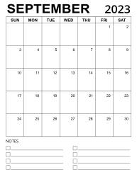 5. Printable calendar template, September 2023, Portrait. Free, printable, monthly, calendar, pdf, png, print, download.