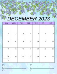 2. Printable monthly calendar, December 2023, Portrait. Free, printable, monthly, calendar, pdf, png, print, download.