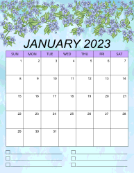2. Printable monthly calendar, January 2023, Portrait. Free, printable, monthly, calendar, pdf, png, print, download.