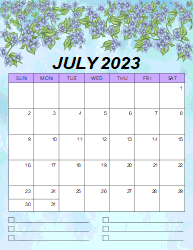 2. Printable monthly calendar, July 2023, Portrait. Free, printable, monthly, calendar, pdf, png, print, download.