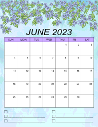 2. Printable monthly calendar, June 2023, Portrait. Free, printable, monthly, calendar, pdf, png, print, download.