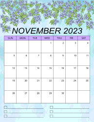 2. Printable monthly calendar, November 2023, Portrait. Free, printable, monthly, calendar, pdf, png, print, download.