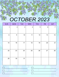 2. Printable monthly calendar, October 2023, Portrait. Free, printable, monthly, calendar, pdf, png, print, download.