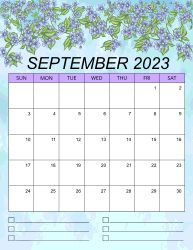 2. Printable monthly calendar, September 2023, Portrait. Free, printable, monthly, calendar, pdf, png, print, download.
