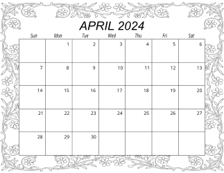 6. Free printable monthly calendar, April 2024, Landscape. Free, printable, monthly, calendar, pdf, png, print, download.