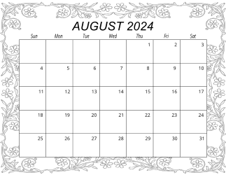 6. Free printable monthly calendar, August 2024, Landscape. Free, printable, monthly, calendar, pdf, png, print, download.