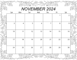 6. Free printable monthly calendar, November 2024, Landscape. Free, printable, monthly, calendar, pdf, png, print, download.