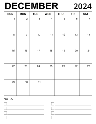 5. Printable calendar template, December 2024, Portrait. Free, printable, monthly, calendar, pdf, png, print, download.