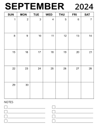 5. Printable calendar template, September 2024, Portrait. Free, printable, monthly, calendar, pdf, png, print, download.