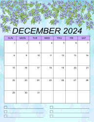2. Printable monthly calendar, December 2024, Portrait. Free, printable, monthly, calendar, pdf, png, print, download.