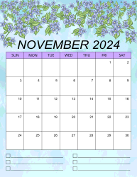 2. Printable monthly calendar, November 2024, Portrait. Free, printable, monthly, calendar, pdf, png, print, download.