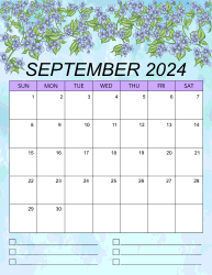 2. Printable monthly calendar, September 2024, Portrait. Free, printable, monthly, calendar, pdf, png, print, download.