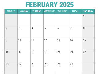 1. Free printable calendar, February 2025, Landscape. Free, printable, monthly, calendar, pdf, png, print, download.