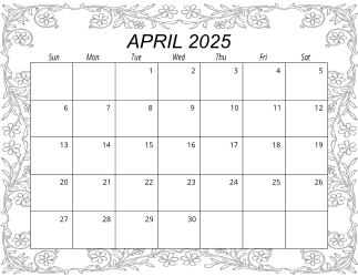 6. Free printable monthly calendar, April 2025, Landscape. Free, printable, monthly, calendar, pdf, png, print, download.