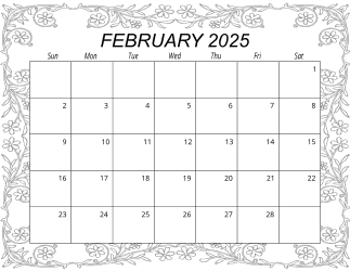6. Free printable monthly calendar, February 2025, Landscape. Free, printable, monthly, calendar, pdf, png, print, download.