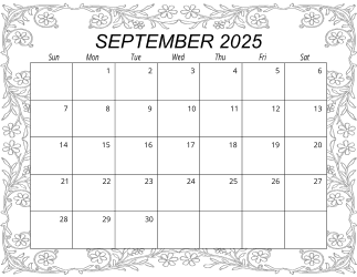 6. Free printable monthly calendar, September 2025, Landscape. Free, printable, monthly, calendar, pdf, png, print, download.