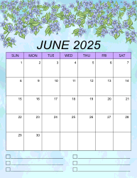 2. Printable monthly calendar, June 2025, Portrait. Free, printable, monthly, calendar, pdf, png, print, download.
