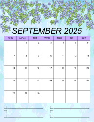 2. Printable monthly calendar, September 2025, Portrait. Free, printable, monthly, calendar, pdf, png, print, download.