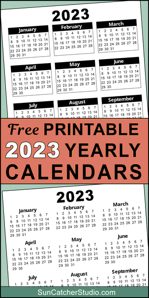 Printable calendar 2023, yearly, DIY, free, calendar, blank, template, PDF, PNG, SVG, print, download.