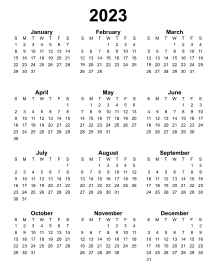 2. Free printable calendar 2023. Portrait. Free, printable, template, calendar, year, yearly, pdf, png, svg, print, download.
