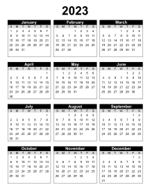 1. Printable calendar 2023. Portrait. Free, printable, template, calendar, year, yearly, pdf, png, svg, print, download.