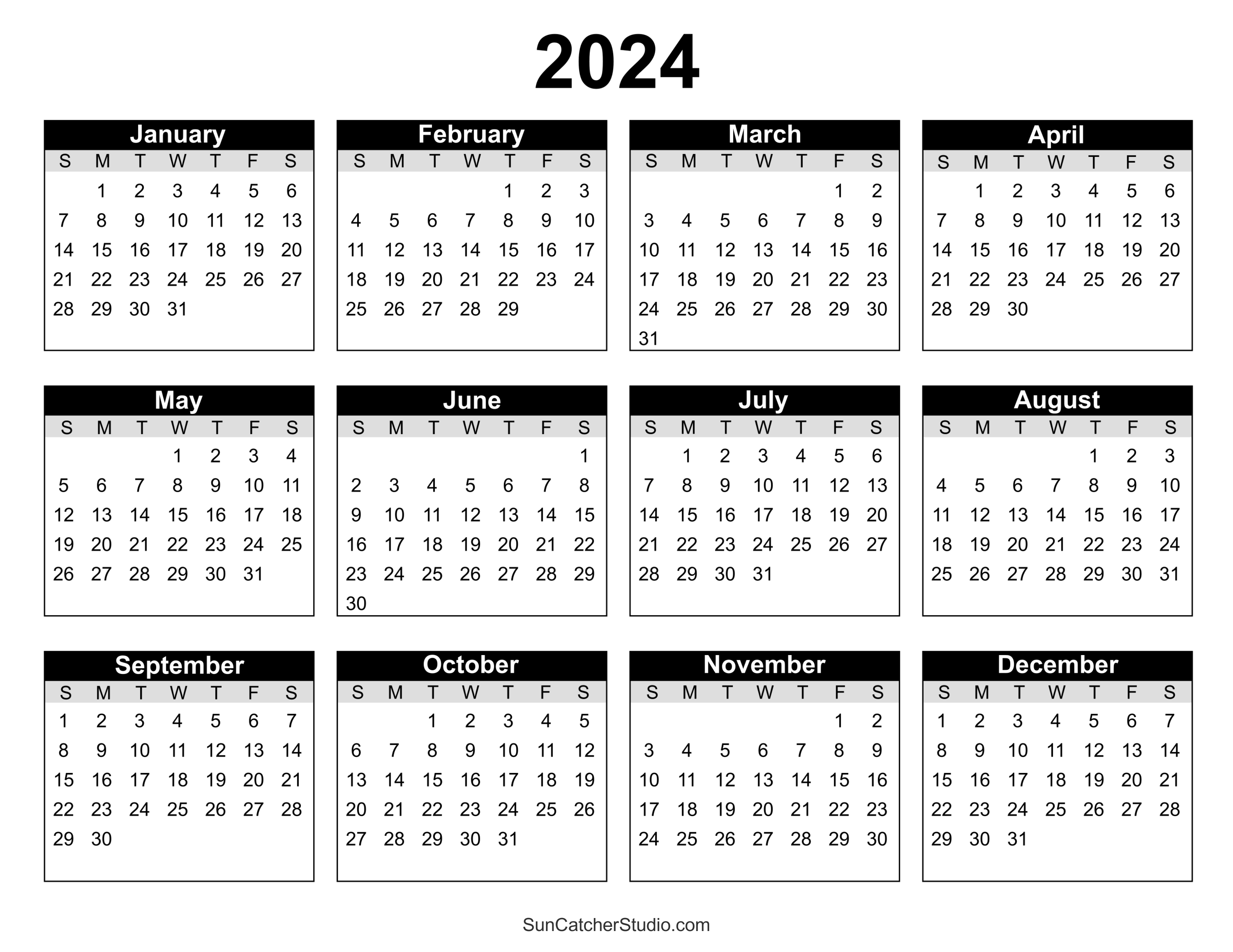 Calendar 2024 format landscape