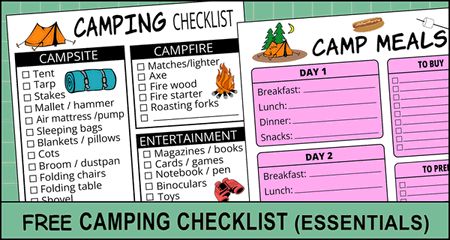 Camping Checklist (Camping Essentials & Meals)