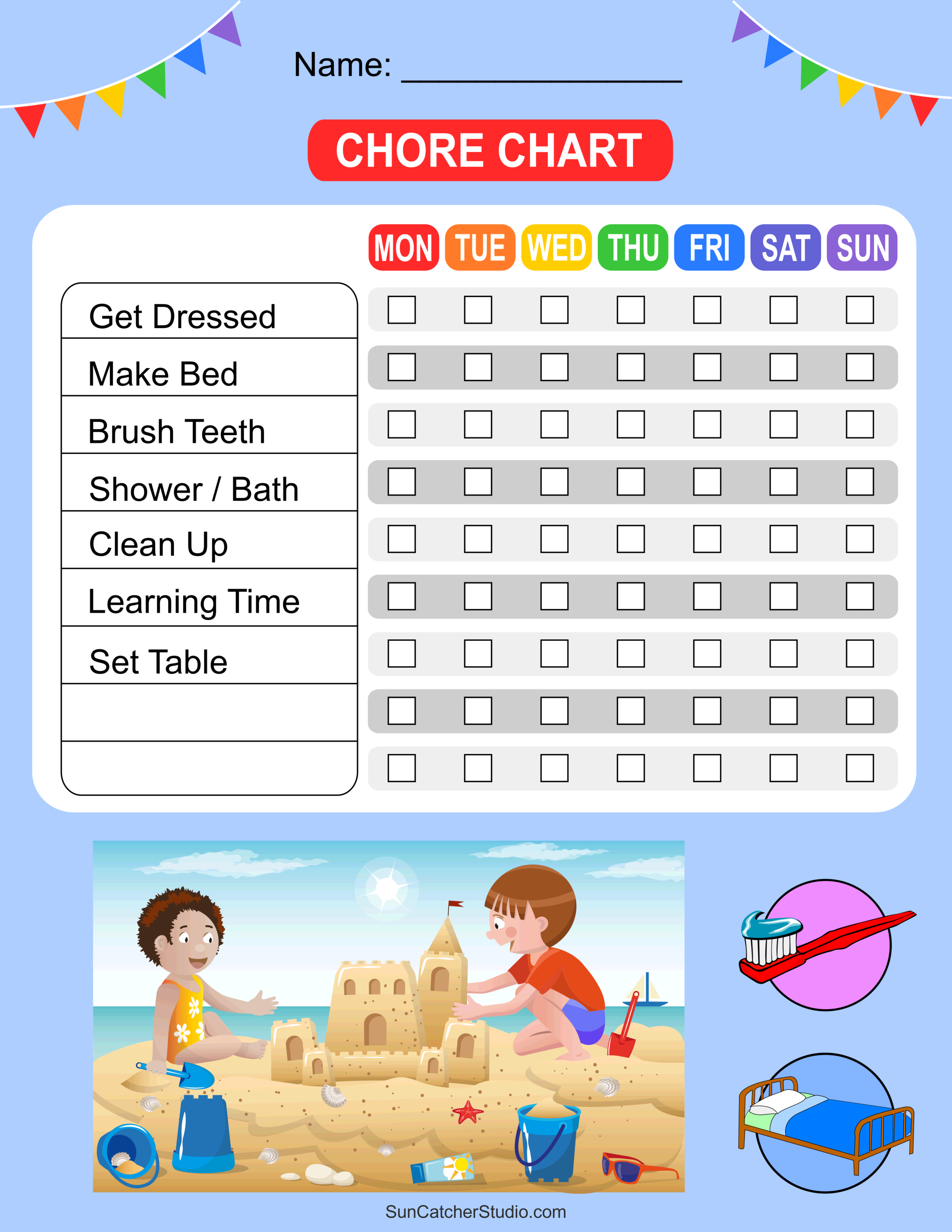 This chore chart cuts down on arguing over chores!  Kids chore chart  printable, Chore chart template, Free printable chore charts
