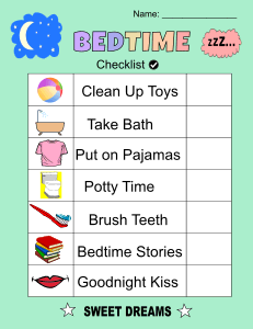 3. Chore Chart - Bedtime. Free, printable, chore chart, kids, chore list, template, editable, daily, weekly, pdf, board, house, png, print, download, sheet.