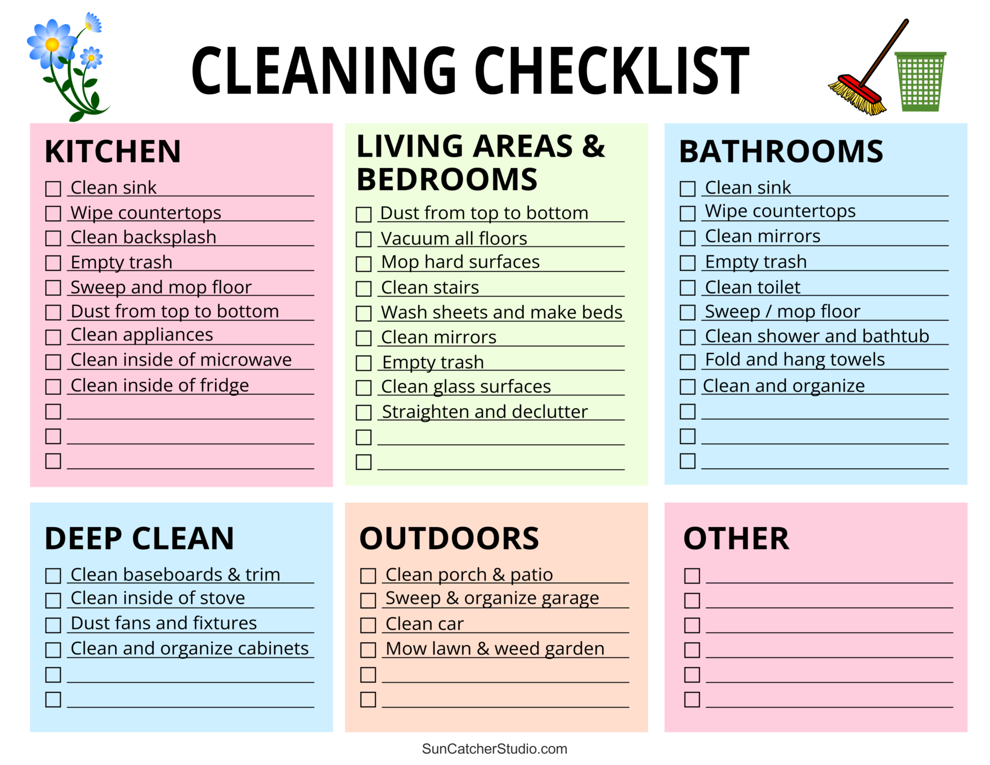 Printable Cleaning Schedule (Spring, Daily, & Weekly Checklists) DIY