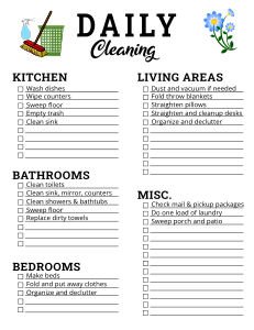 3. Daily house cleaning schedule template. Printable, cleaning schedule, cleaning checklist, template, spring, daily, weekly, monthly, bathroom, kitchen, bedroom, free, pdf, deep, print, download.