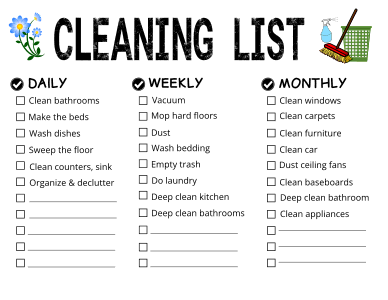 Weekly Bathroom Cleaning Checklist