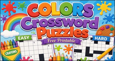 Free Printable Colors Crossword Puzzles (Easy to Hard)