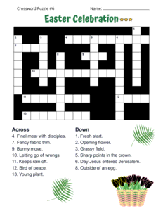 Advanced Easter Crossword Puzzle. Level: Challenging. Crossword puzzle, Easter, printable, free, answers, worksheet, classroom use, large print, PDF.