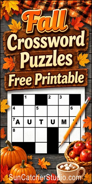 Fall crossword puzzles, free, printable, fall, answers, worksheet, DIY, classroom use, large print, PDF.