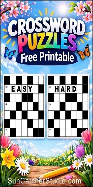 Crossword puzzles, free, DIY, printable, answers, worksheet, classroom use, large print, PDF.