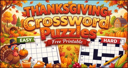 Free Printable Thanksgiving Crossword Puzzles (Easy to Hard)