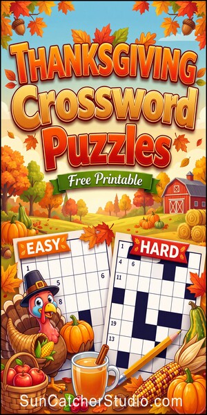 Thanksgiving crossword puzzles, free, printable, Thanksgiving, answers, worksheet, DIY, classroom use, large print, PDF.
