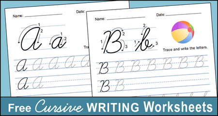 Cursive Handwriting Practice Worksheets for Kids, Printable