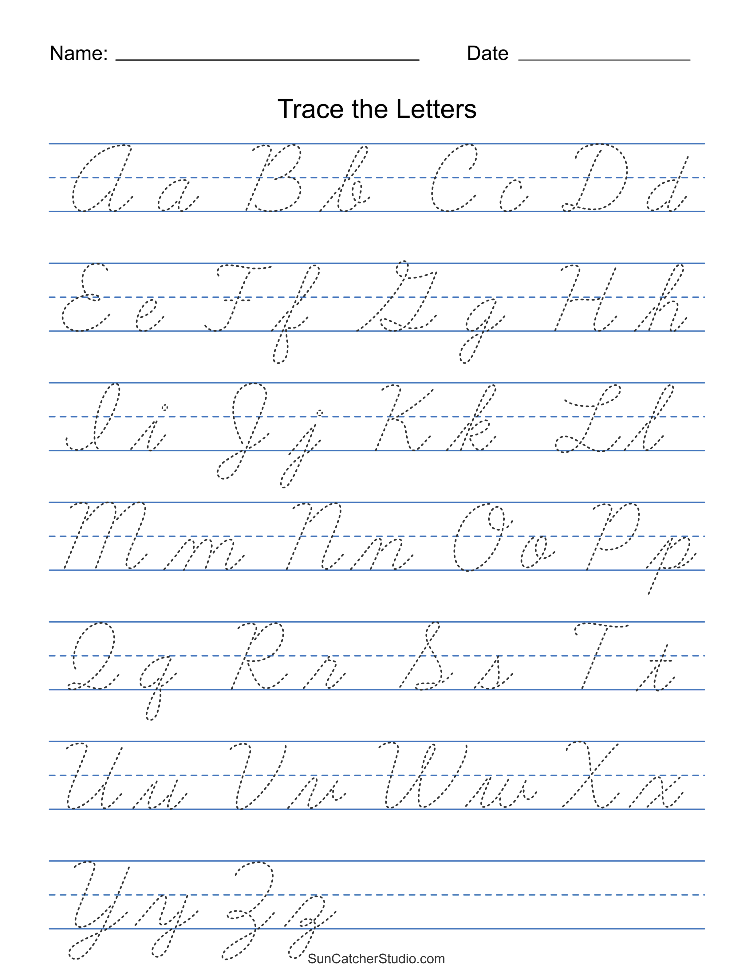 Printable Cursive Handwriting Worksheets (Practice Letters) – DIY ...