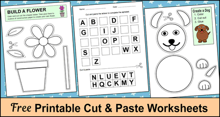 Cut and Paste Worksheets (Printable Activities for Kids)