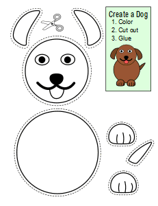 3. Printable cut and paste worksheet (Dog). Printable, free, cut and paste, worksheets, cutting, pasting, glue, activity, activities, preschool, color, practice, template, scissors, preschoolers, kindergarten, pdf, sheets, paper, print, download.