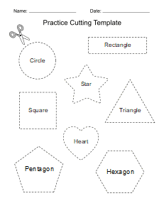 3. Cutting worksheet for preschoolers. Shapes. Printable, free, cutting, worksheet, activities, preschool, practice, template, scissors, preschoolers, pdf, sheets, paper, print, download