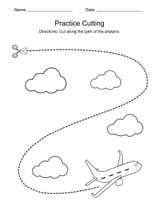 5. Free printable cutting worksheet. Airplane. Printable, free, cutting, worksheet, activities, preschool, practice, template, scissors, preschoolers, pdf, sheets, paper, print, download