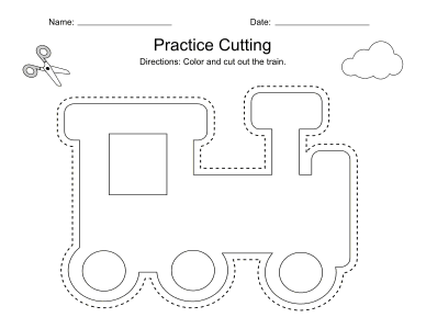 13. Printable cutting worksheet. Train pattern. Printable, free, cutting, worksheet, activities, preschool, practice, template, scissors, preschoolers, pdf, sheets, paper, print, download