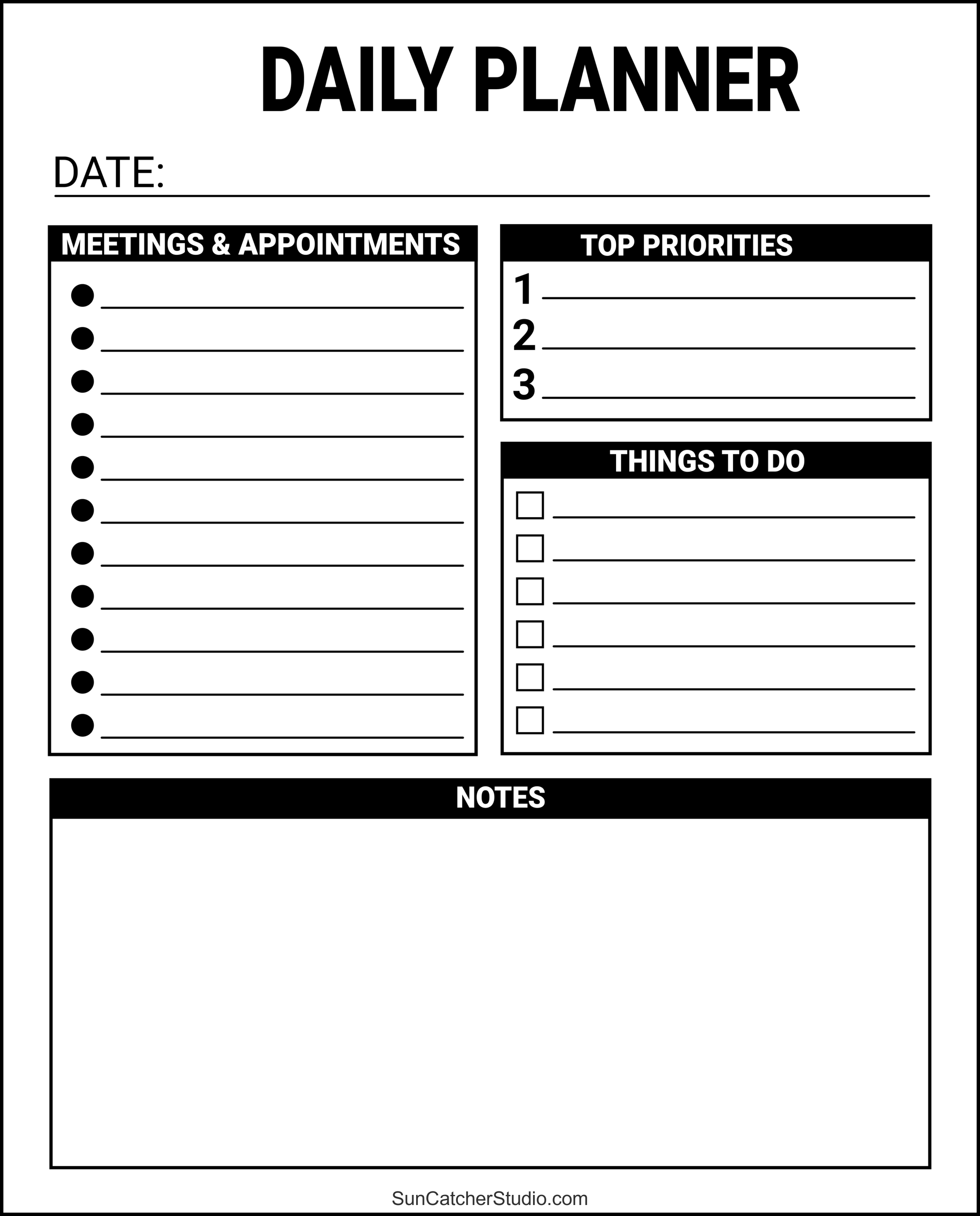 Daily Planner Templates Printable - Download PDF